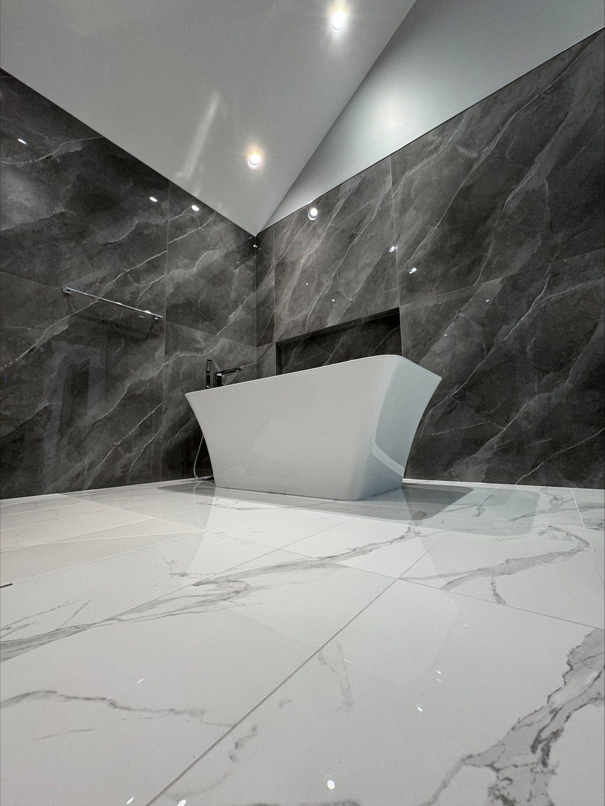 Completed bathroom tilework, project detail 3