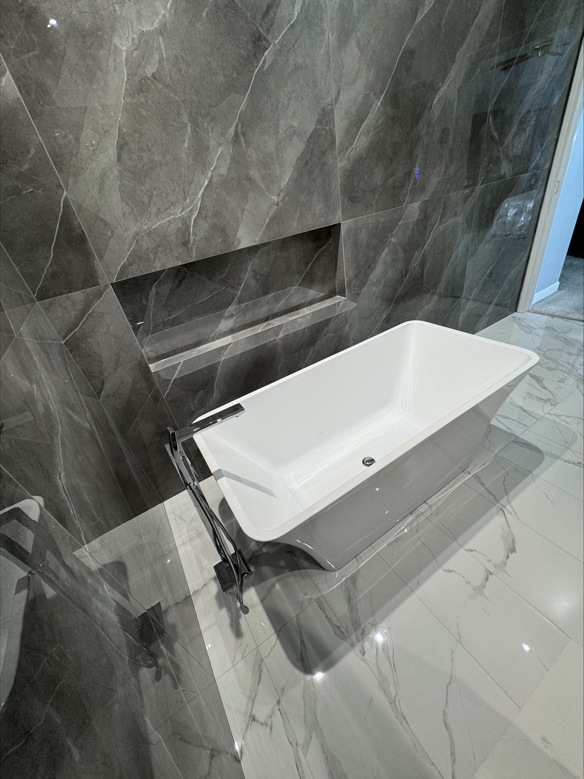 Completed bathroom tilework, project detail 4
